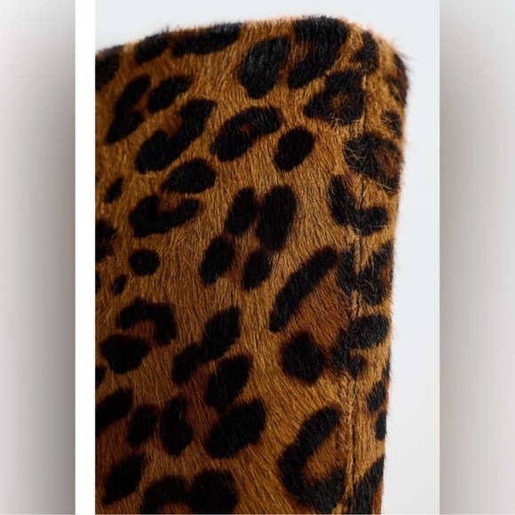 ZARA ANIMAL PRINT HEELED 100% LEATHER BOOTS - Picture 6 of 8